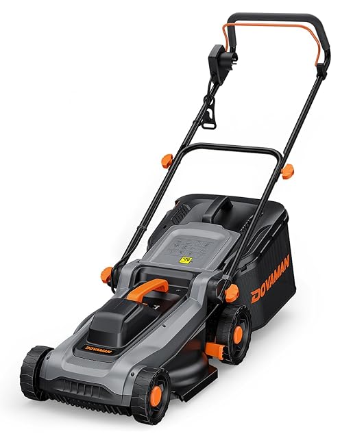 DOVAMAN LA36A netzbetriebener Elektrorasenmäher mit 36-cm-Gehäuse und Grasfangkorb mit 40 Litern
