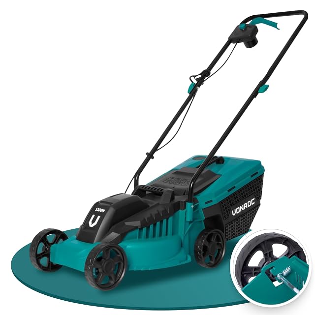 VONROC LM500 netzbetriebener Elektrorasenmäher mit 32-cm-Gehäuse und Grasfangkorb mit 30 Litern