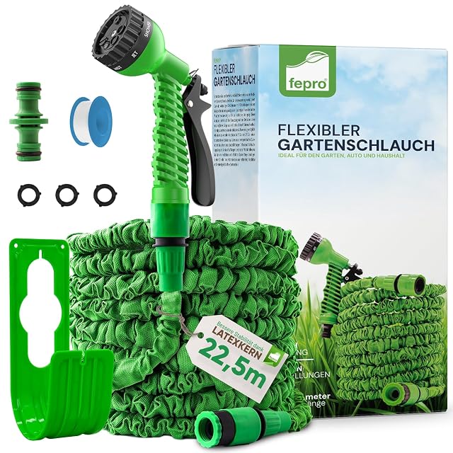 Dehnbarer Gartenschlauch mit Spritze und Adaptern