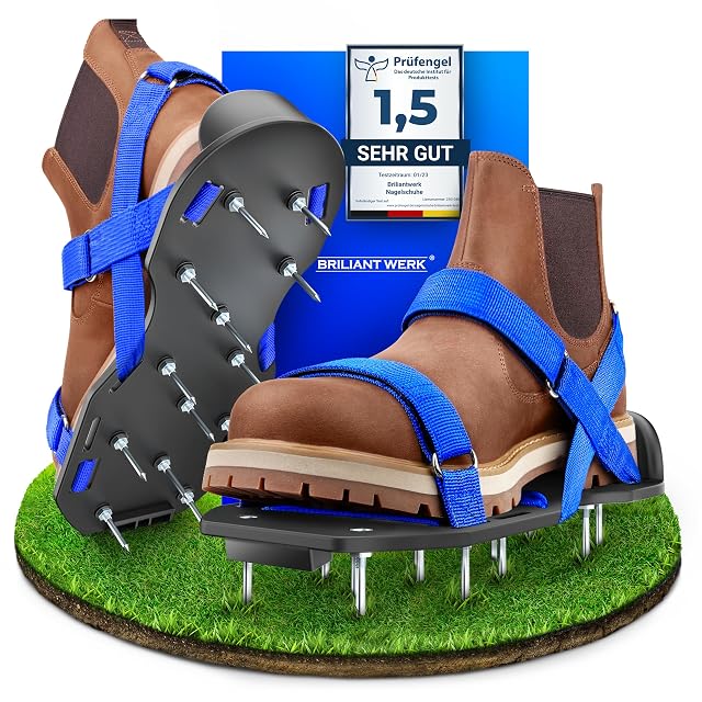 Nagelschuhe zum Rasenlüften mit Riemen und Stahlnägeln