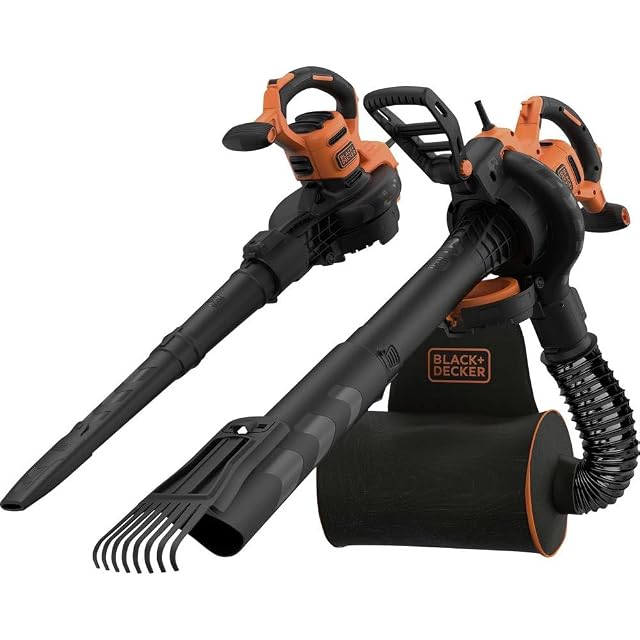 BLACK+DECKER BEBLV301 netzbetriebener Laubbläser und -sauger mit Rückensack mit 72 Litern