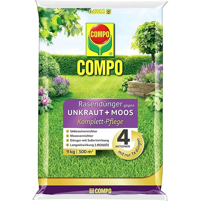 COMPO Rasendünger Komplettpflege mit Unkraut- und Moosvernichter
