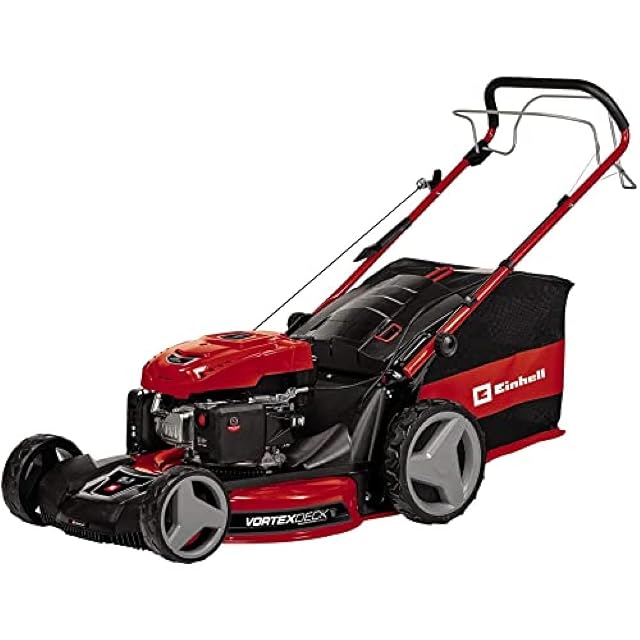 Einhell GC-PM 56/2 S HW Benzinrasenmäher mit Gehäuse aus einem Stück Metall und Grasfangbox mit 80 Litern