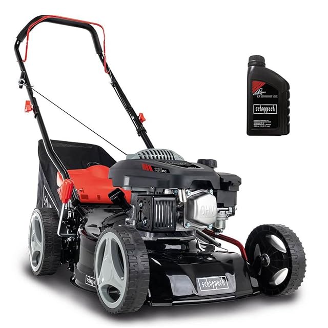 Scheppach RM420 Benzinrasenmäher mit 42-cm-Gehäuse und Grasfangbox mit 45 Litern
