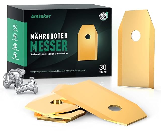 Amteker dreißig titanbeschichtete Mähroboterklingen mit Schrauben