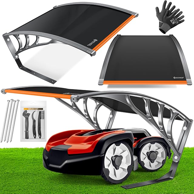 KESSER Mährobotergarage in Schwarz und Orange mit Polycarbonatdach