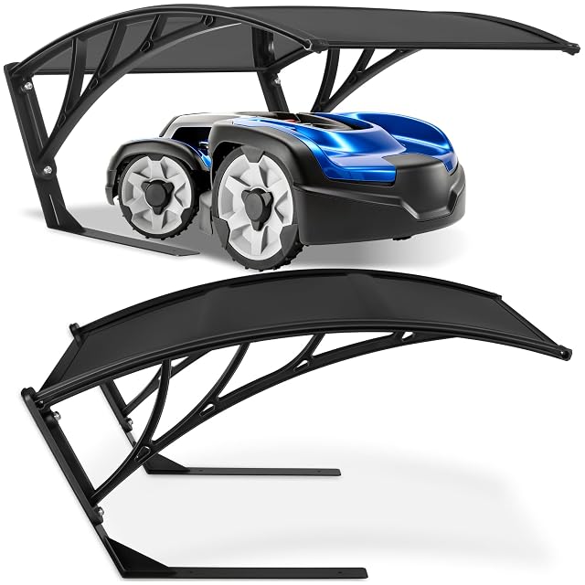 tectake Mährobotergarage aus schwarzem Stahl mit gewölbtem Polycarbonatdach