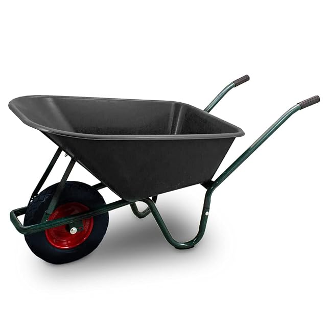 Schubkarre mit schwarzer PVC-Wanne und Vollrad aus Polyurethan